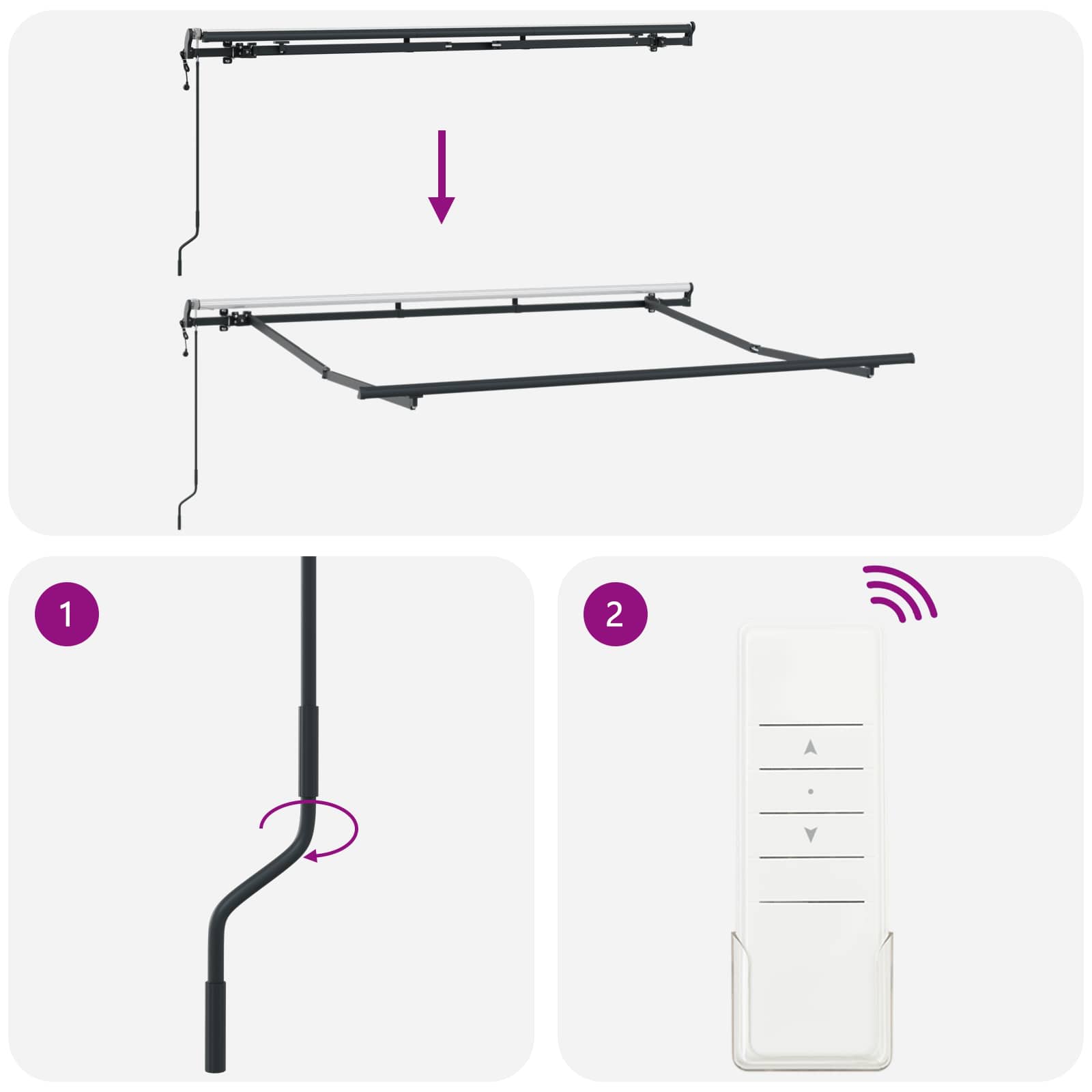 Skrovita tenda Svijetlo siva 250 x 200 cm tkanina
