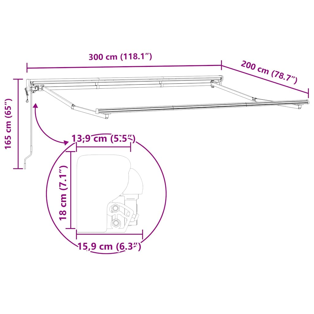 Okvir tende Krema 300 x 200 cm Poliester s PU premazom
