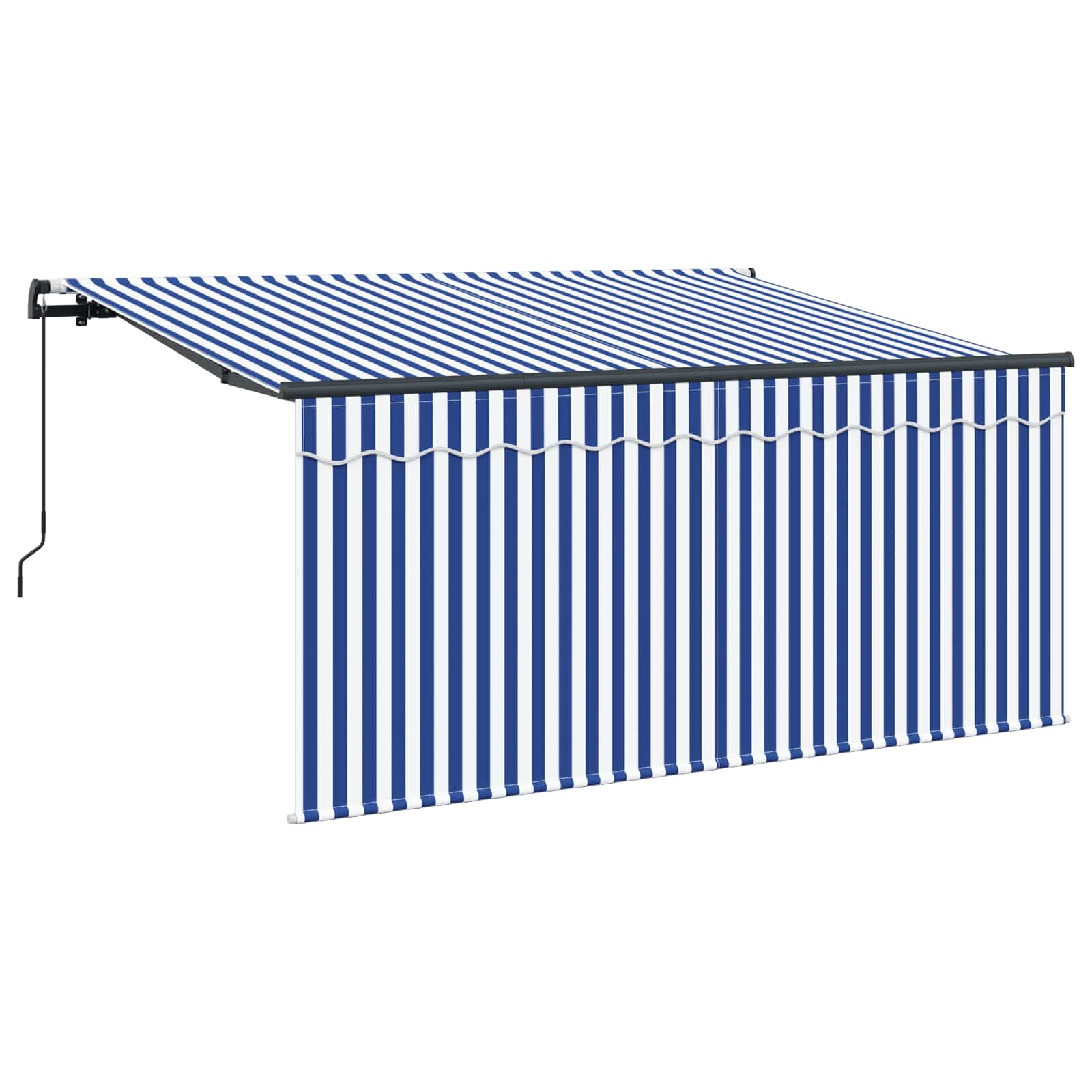 Skrovita tenda Plava i bijela 300 x 200 cm Poliester i aluminij