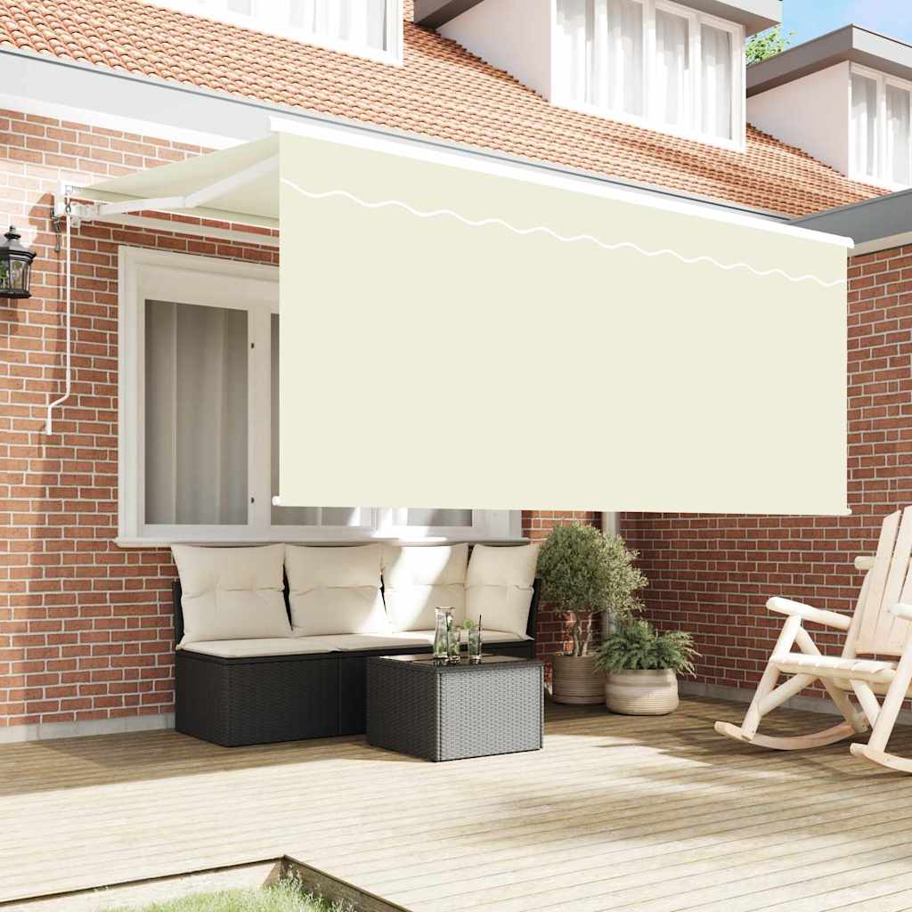 Skrovita tenda Krema 300 x 200 cm Poliester i aluminij