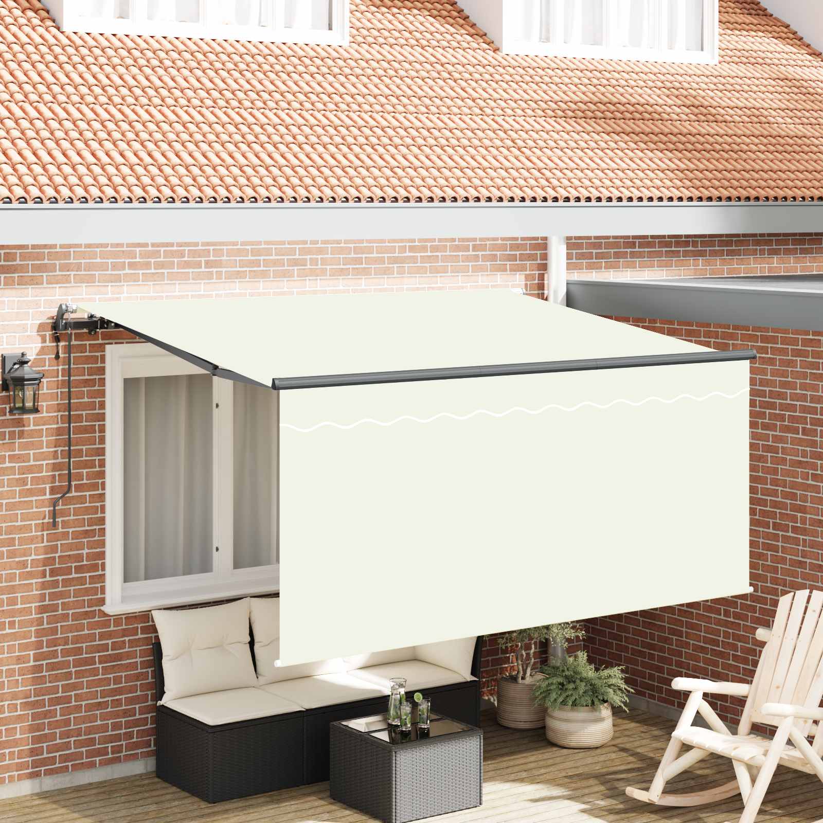 Skrovita tenda Krema 300 x 200 cm tkanina