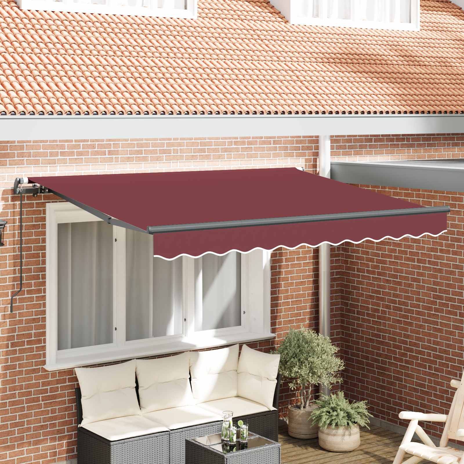 Skrovita tenda Tamno crvena 300 x 200 cm tkanina