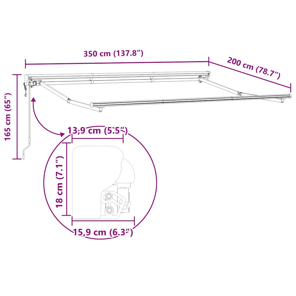 Okvir tende Krema 350 x 200 cm Poliester s PU premazom