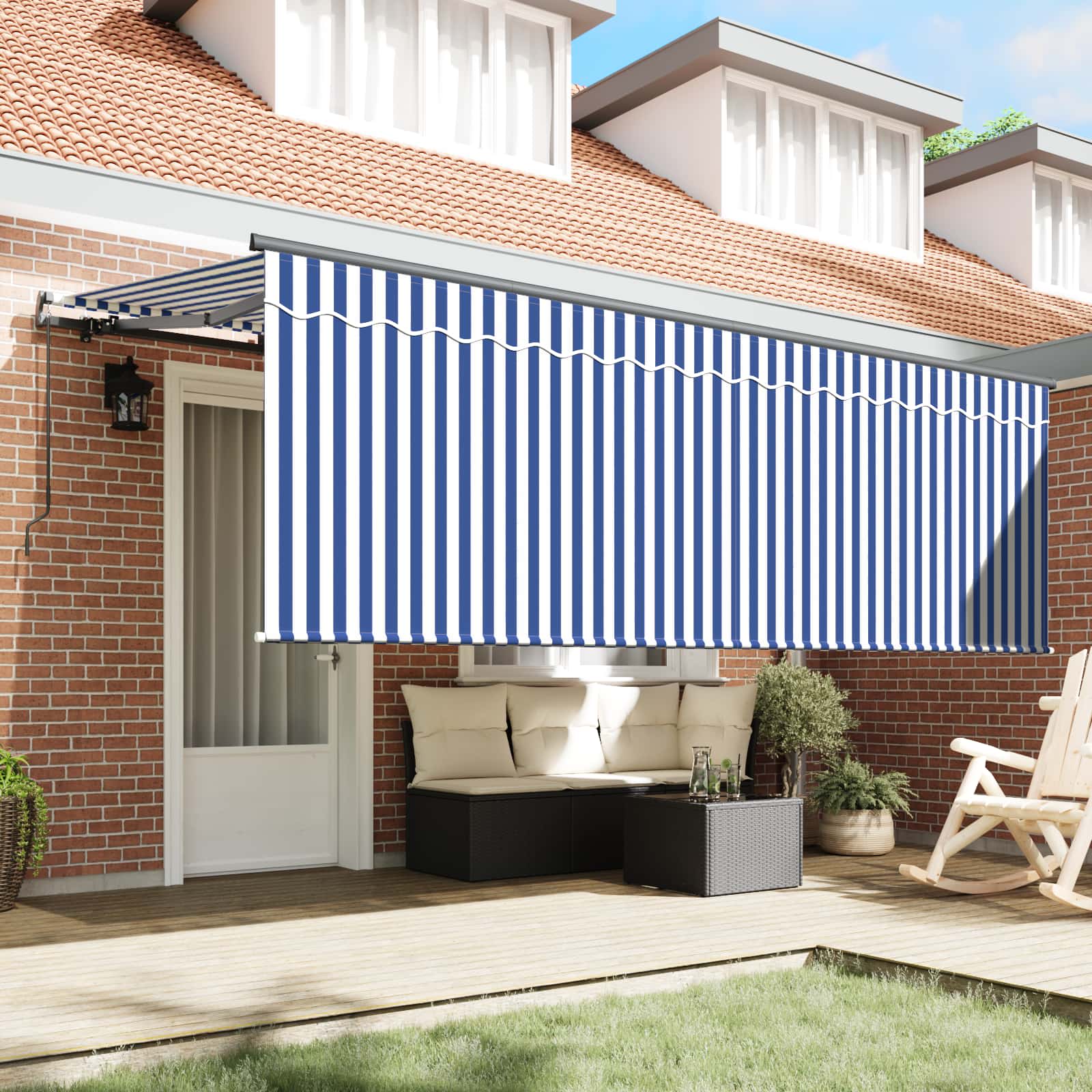 Skrovita tenda Prugasti Plava 350 x 200 cm tkanina