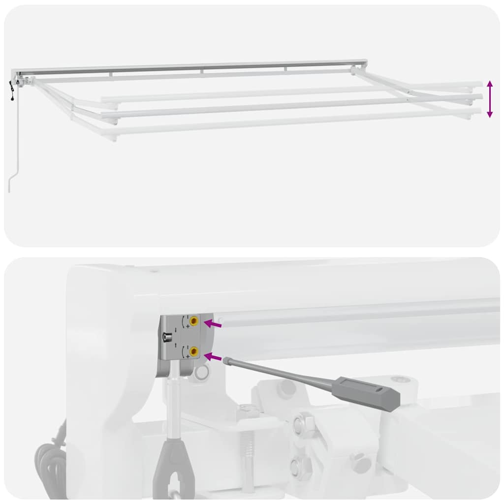 Skrovita tenda Krema 350 x 200 cm Poliester i aluminij