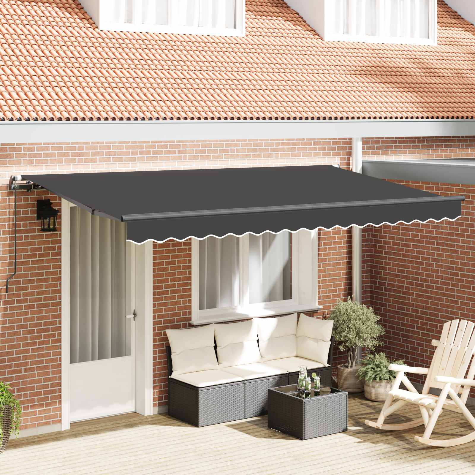 Skrovita tenda Antracit 350 x 200 cm tkanina