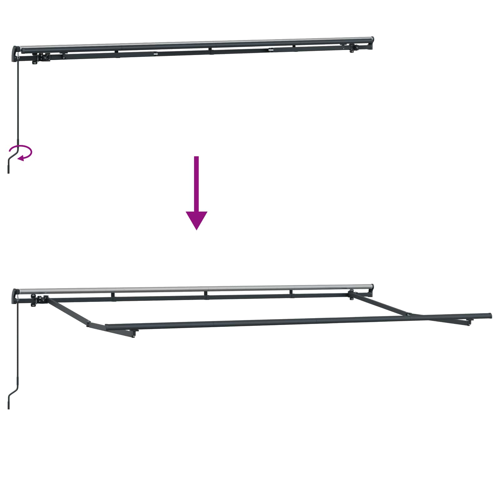 Skrovita tenda Antracit 350 x 200 cm tkanina