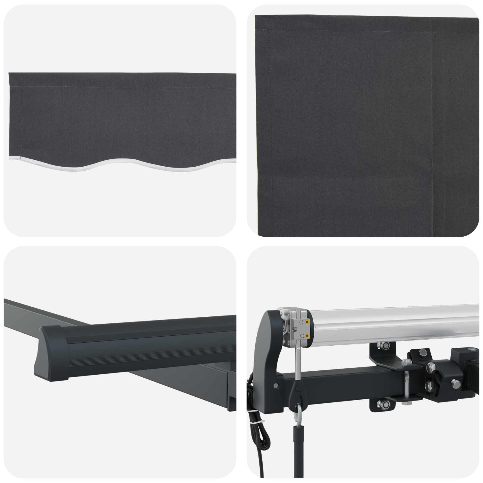 Skrovita tenda Antracit 350 x 200 cm tkanina