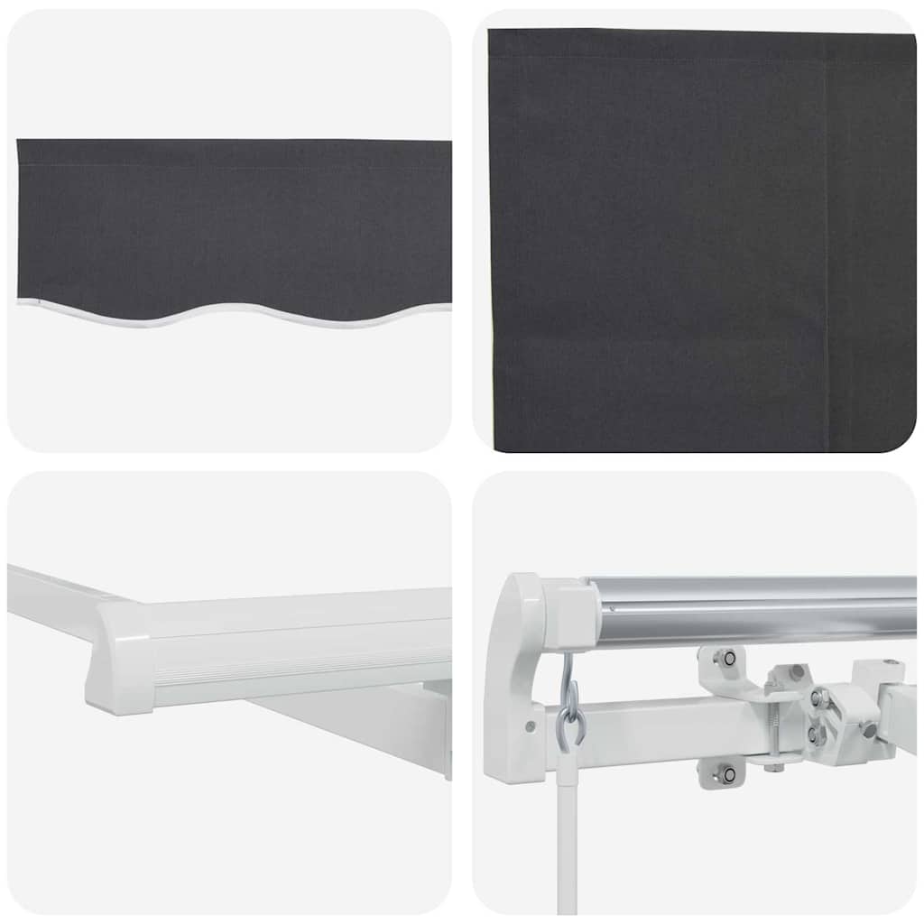Skrovita tenda Antracit 350 x 200 cm Poliester i aluminij