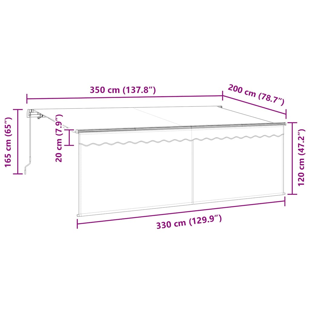 Skrovita tenda Antracit 350 x 200 cm Poliester i aluminij