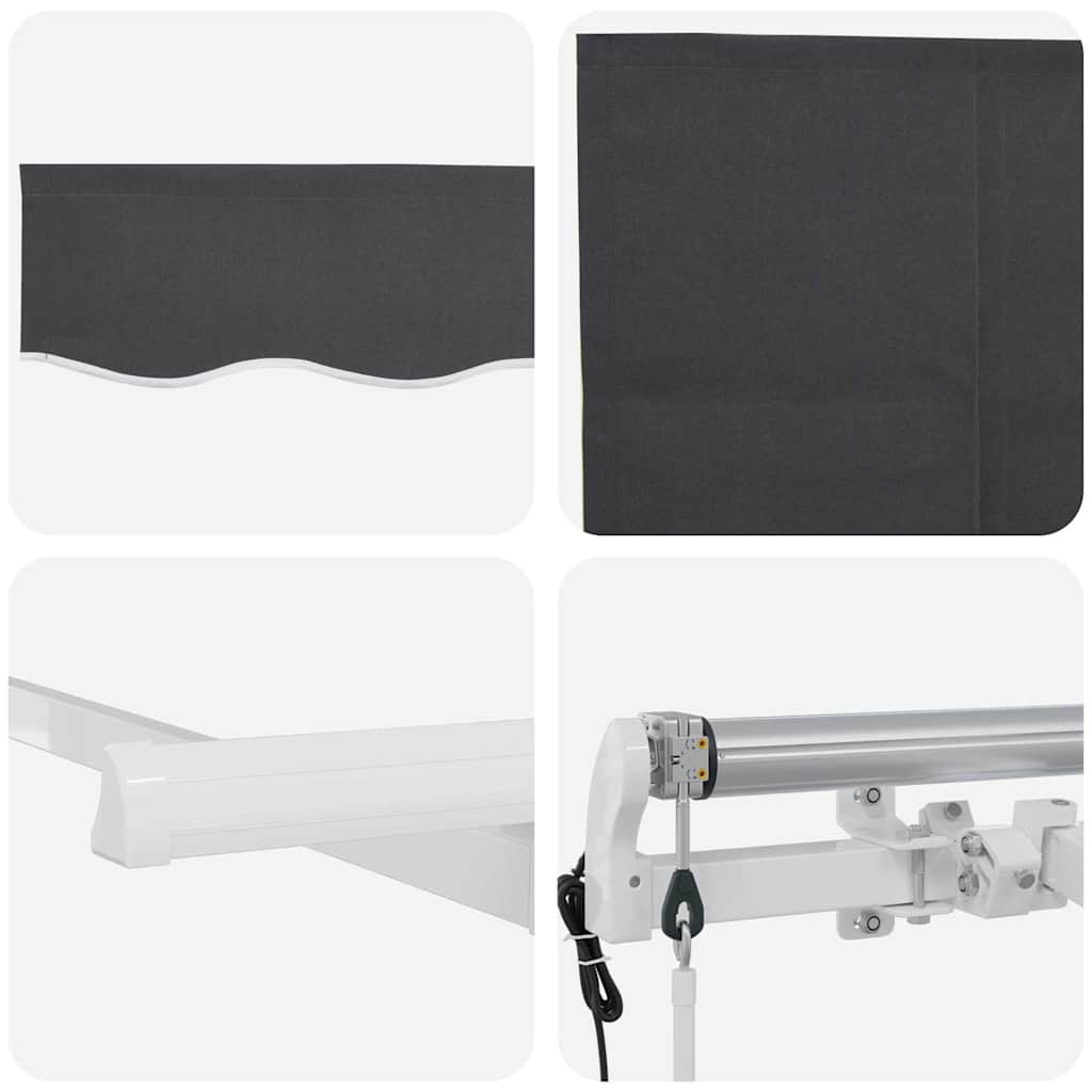Skrovita tenda Antracit 350 x 200 cm Poliester i aluminij