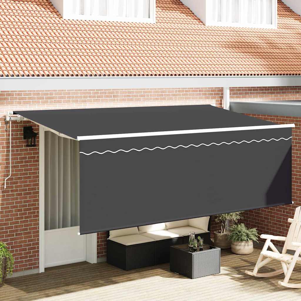 Skrovita tenda Antracit 350 x 200 cm Poliester i aluminij