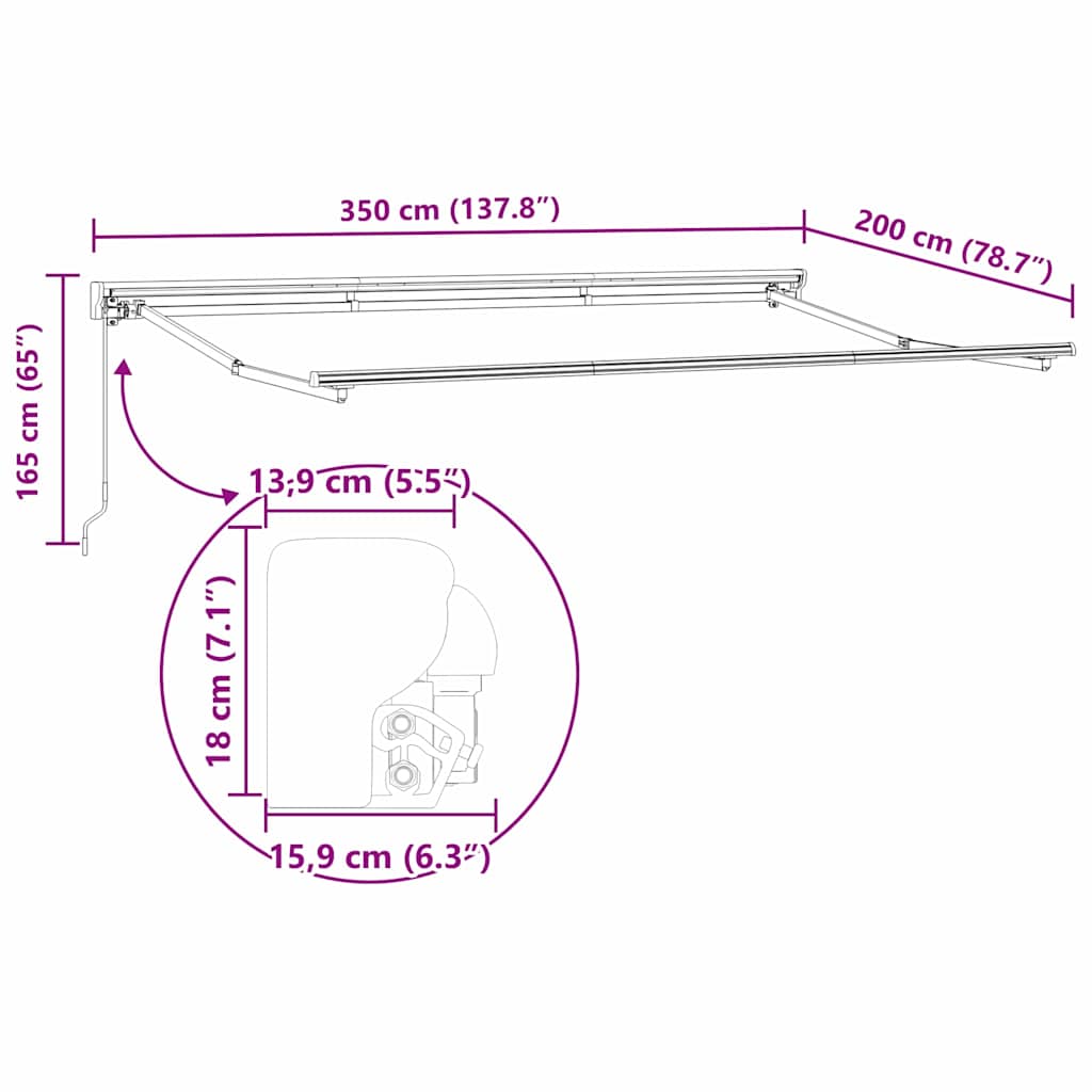 Okvir tende Smeđa 350 x 200 cm Poliester s PU premazom