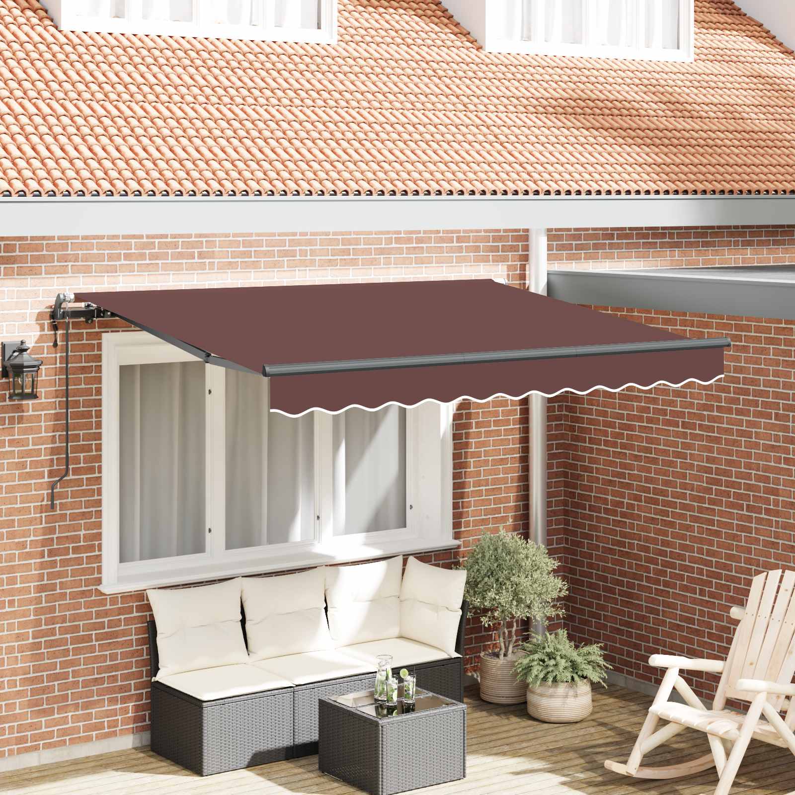 Skrovita tenda Smeđa 350 x 200 cm tkanina