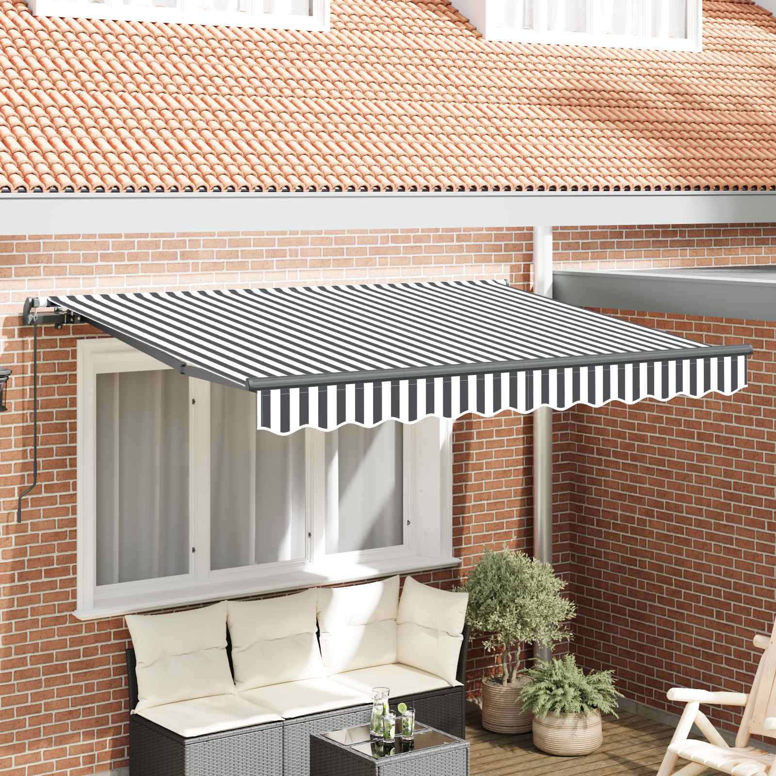Skrovita tenda Antracit 350 x 200 cm tkanina