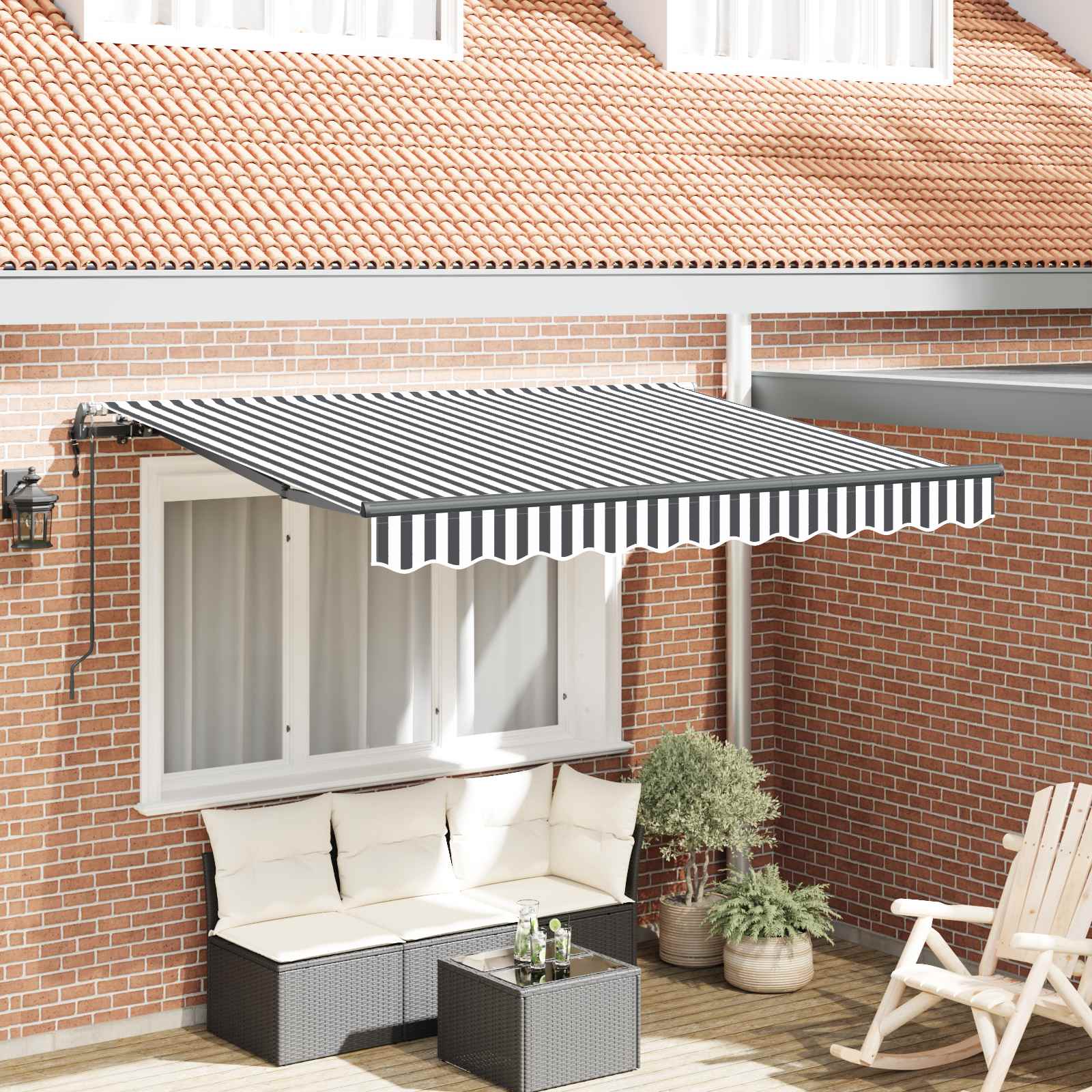Skrovita tenda Antracit 350 x 200 cm tkanina