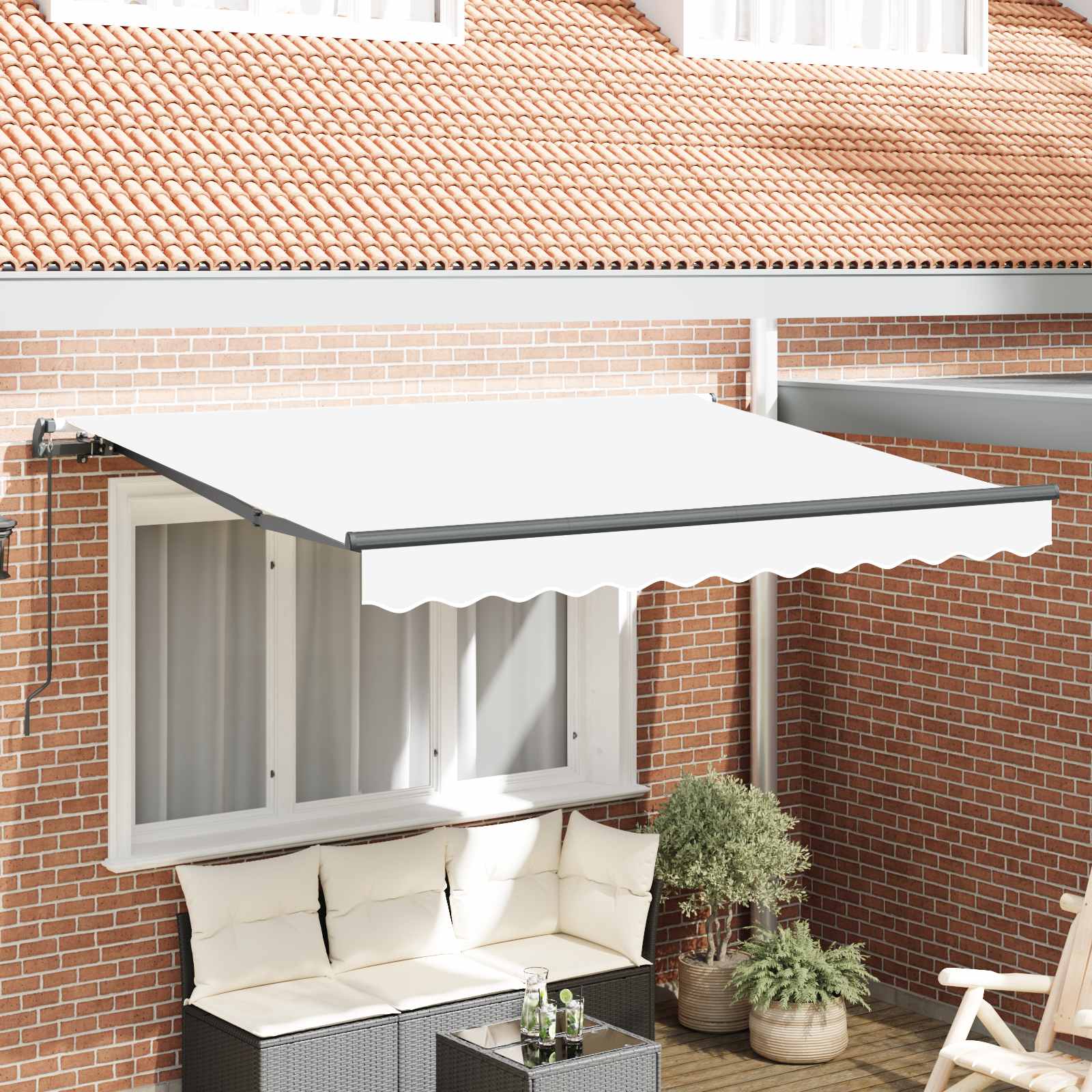 Skrovita tenda Bijelo 350 x 200 cm tkanina
