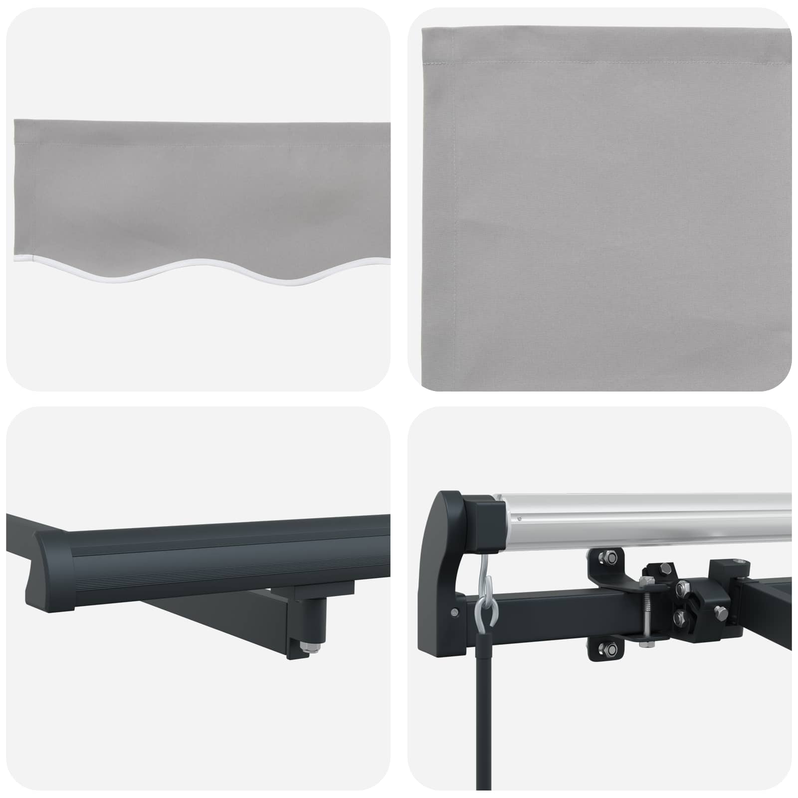 Skrovita tenda Svijetlo siva 350 x 200 cm tkanina