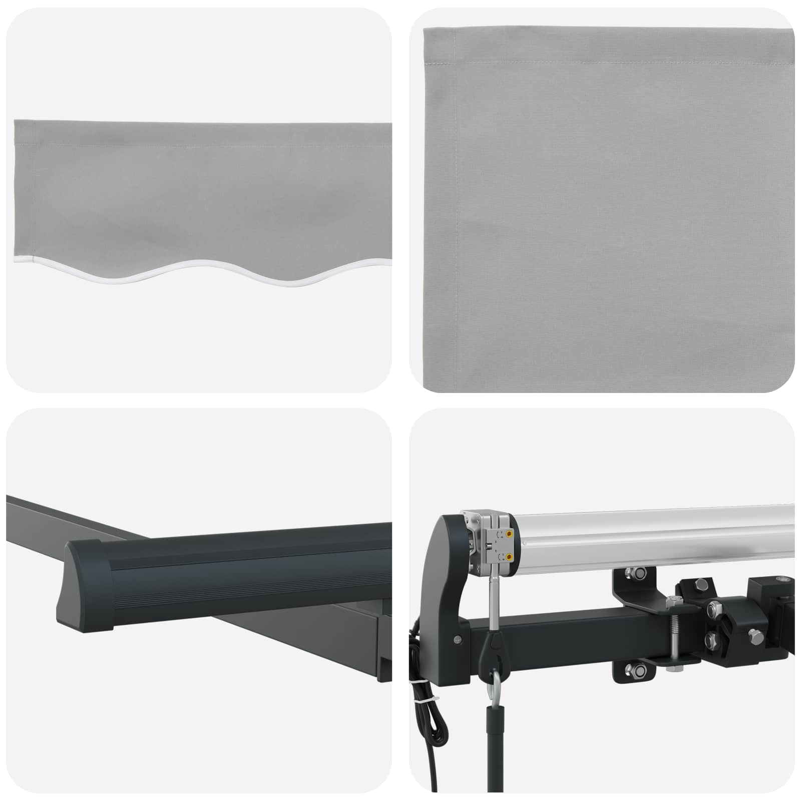 Skrovita tenda Svijetlo siva 350 x 200 cm tkanina