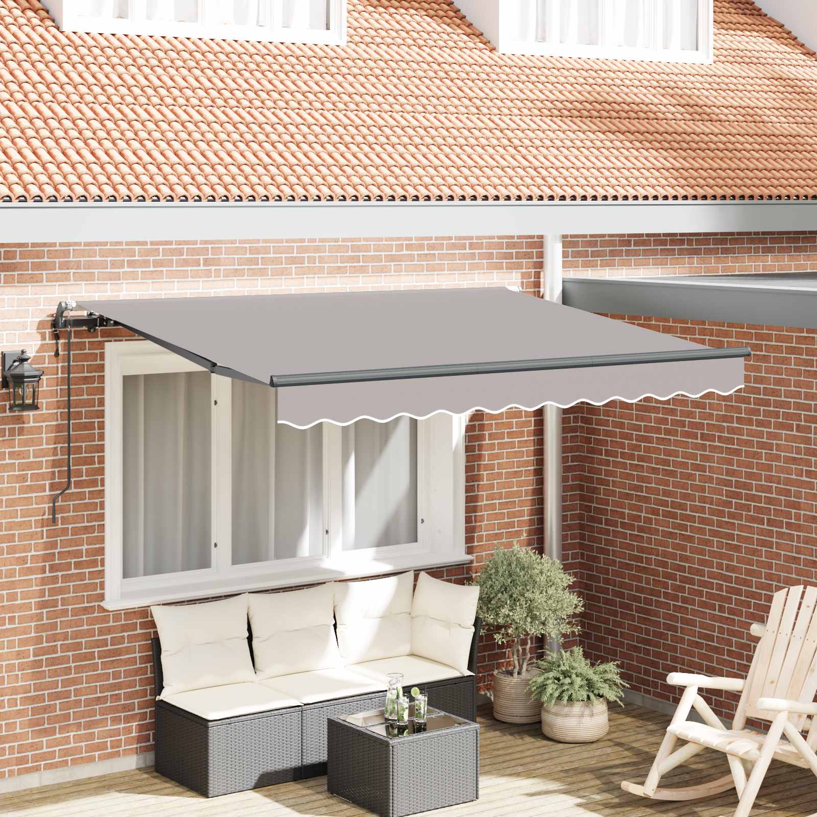 Skrovita tenda Svijetlo siva 350 x 200 cm tkanina