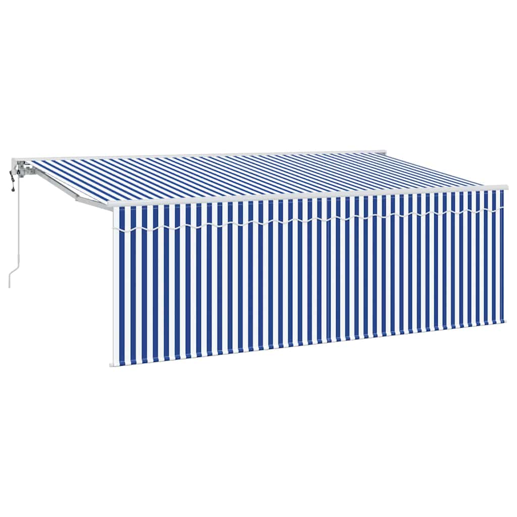 Skrovita tenda Plava i bijela 400 x 200 cm Poliester i aluminij