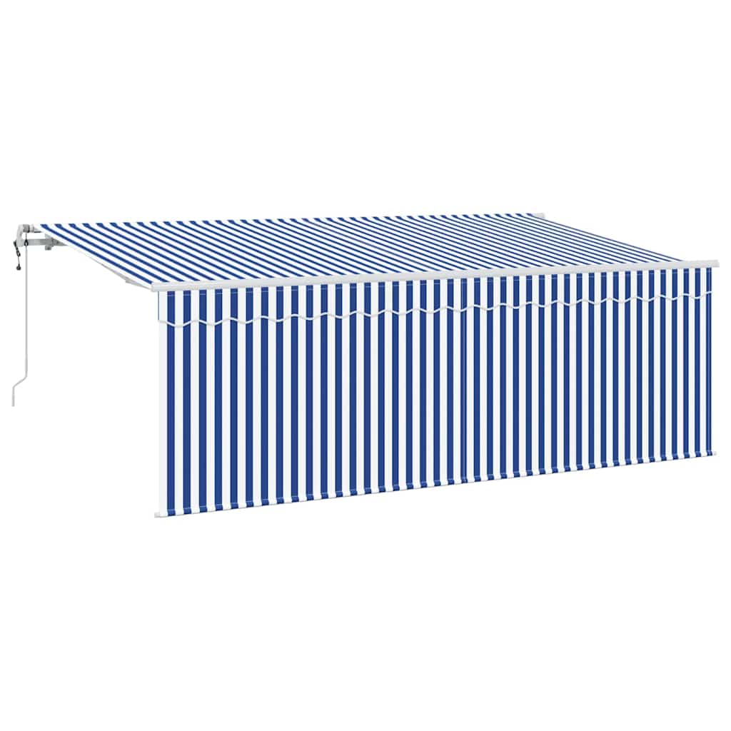Skrovita tenda Plava i bijela 400 x 200 cm Poliester i aluminij