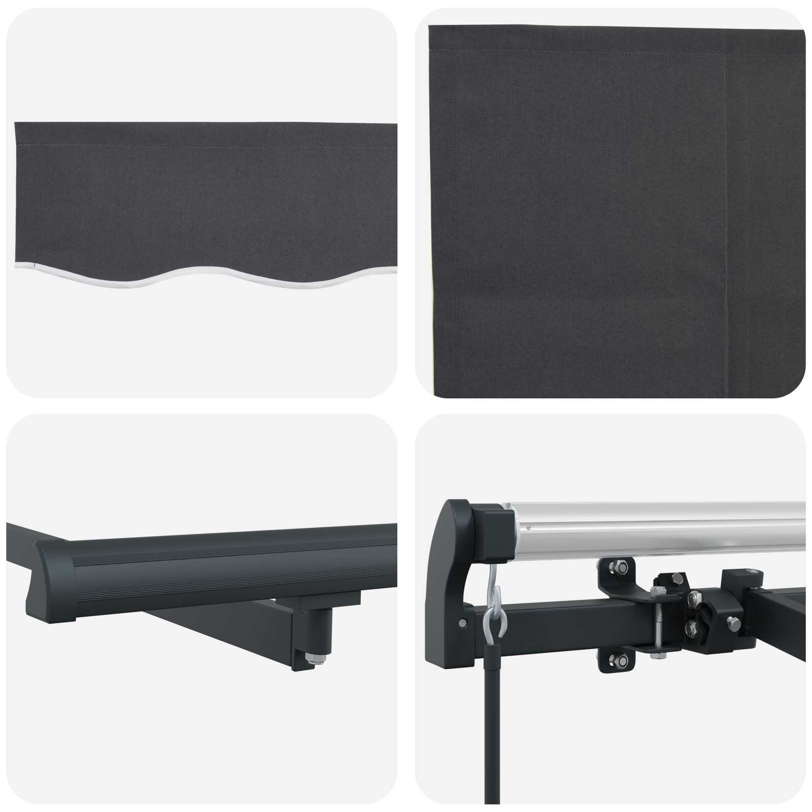 Skrovita tenda Antracit 400 x 200 cm Poliester i aluminij