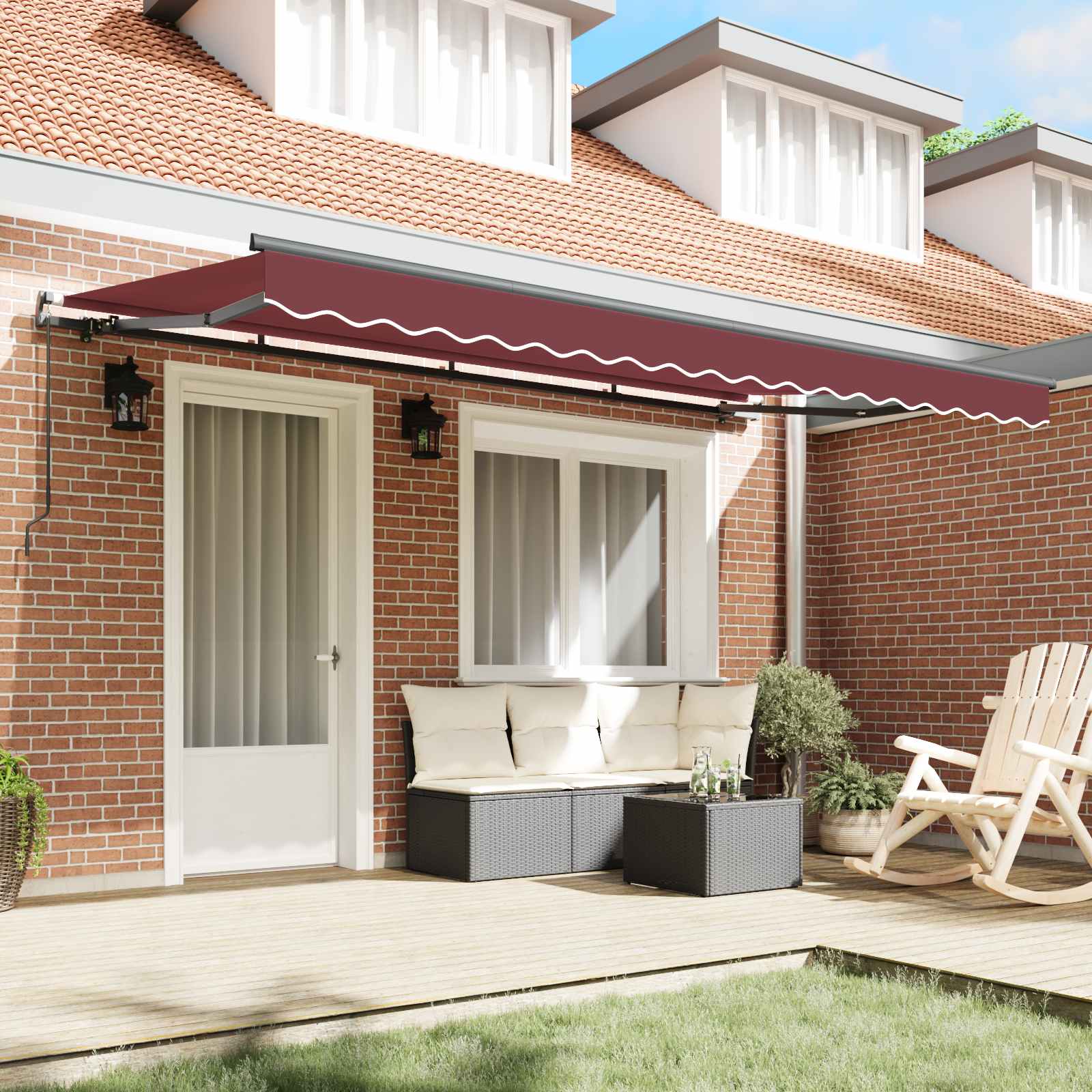 Skrovita tenda Tamno crvena 400 x 200 cm tkanina