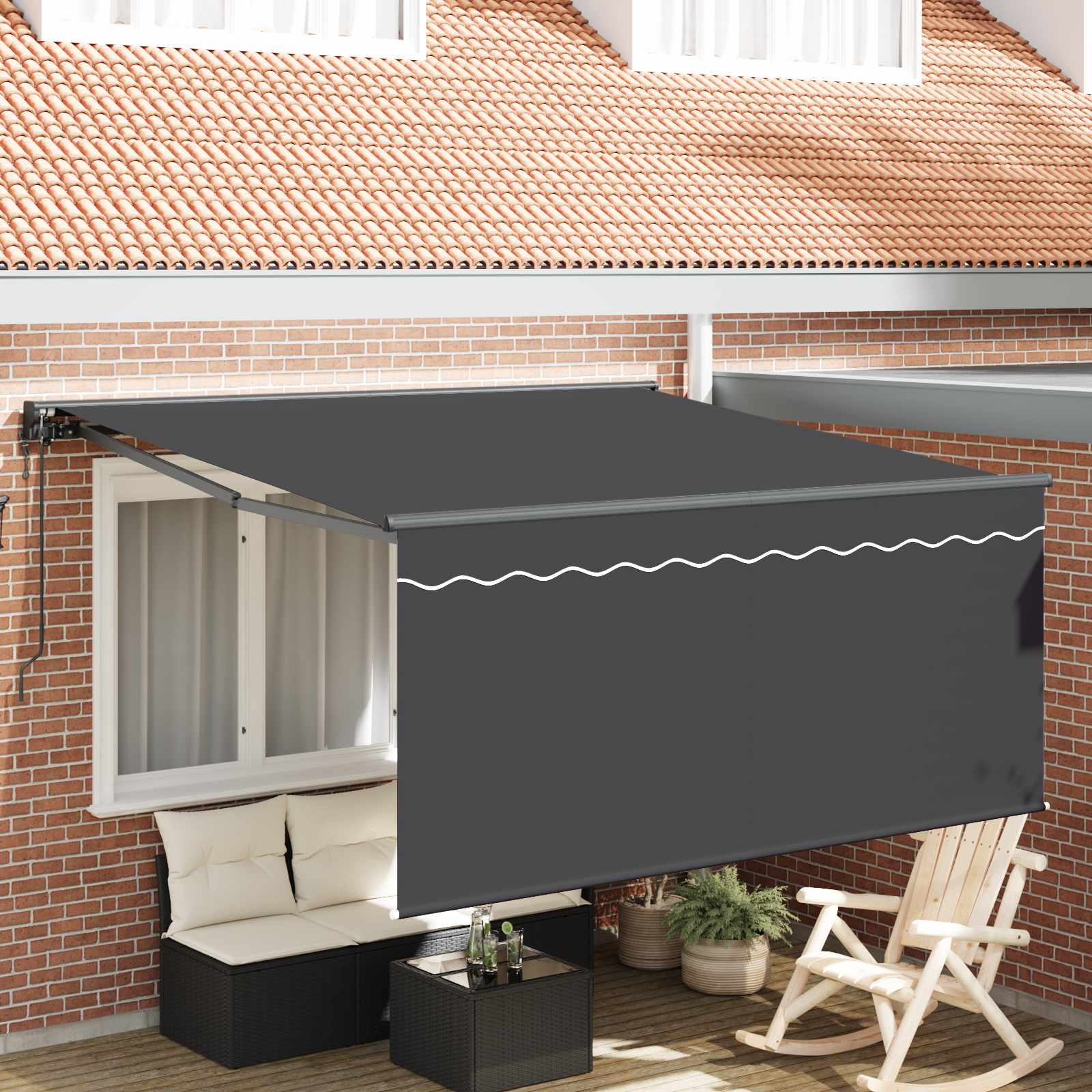 Skrovita tenda Antracit 300 x 250 cm Poliester i aluminij