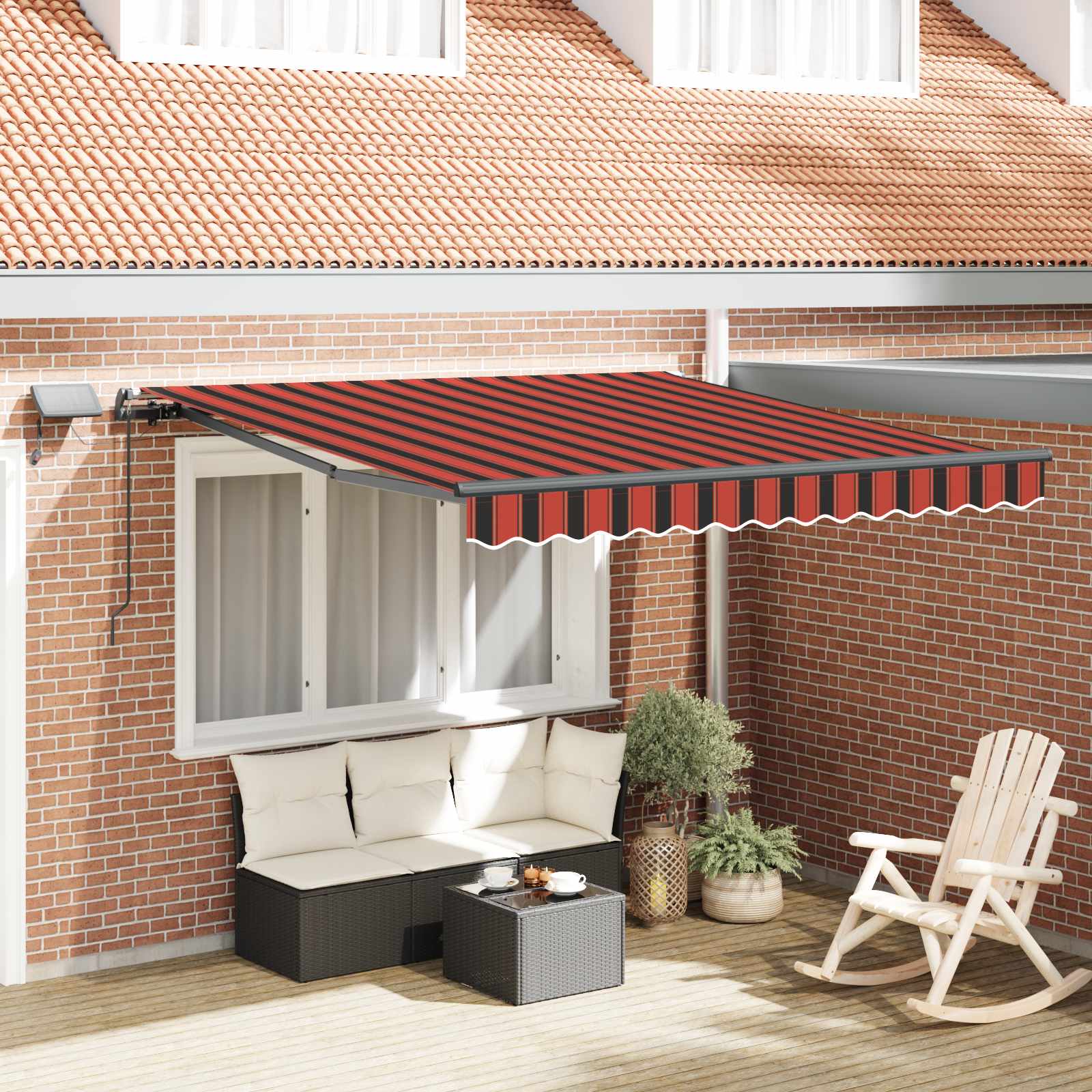 Skrovita tenda narančasta i smeđa 300 x 250 cm tkanina
