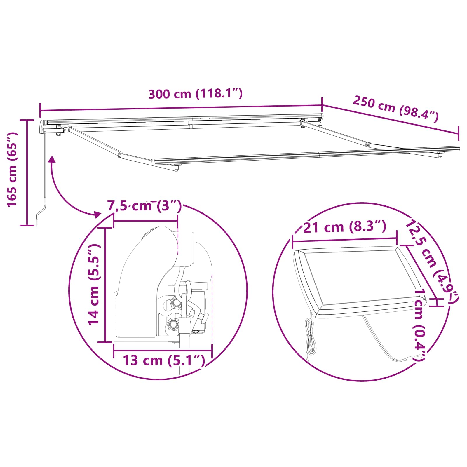Skrovita tenda narančasta i smeđa 300 x 250 cm tkanina