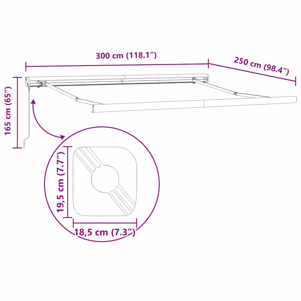 Skrovita tenda Žuta i narančasta 300 x 250 cm Tkanina i Metal