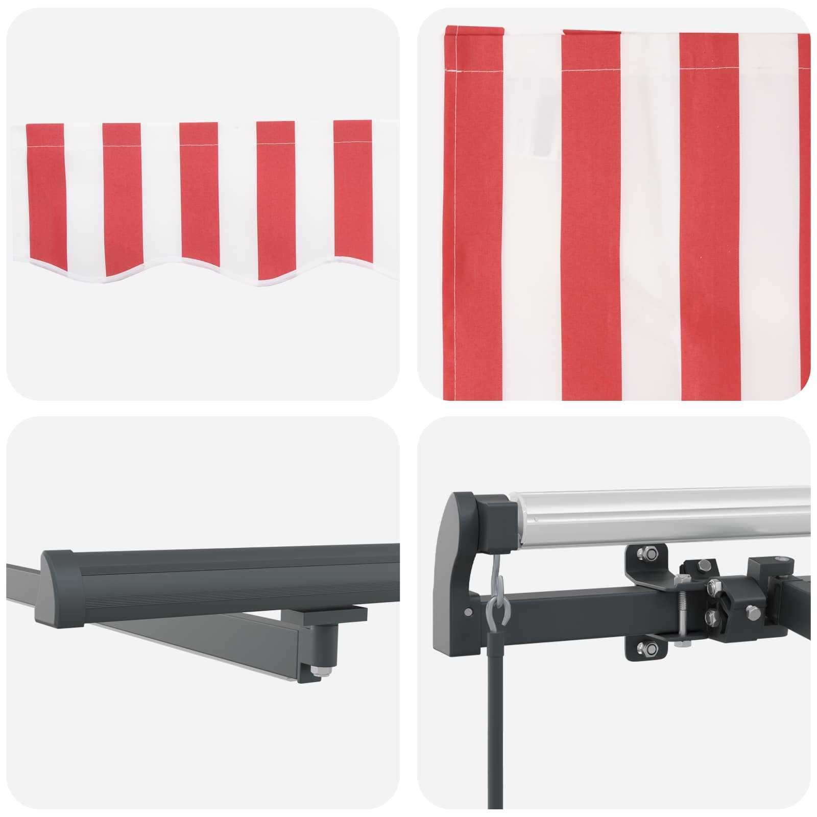 Povlačivi tende Crvena i bijela 300 x 250 cm Tkanina i Aluminij