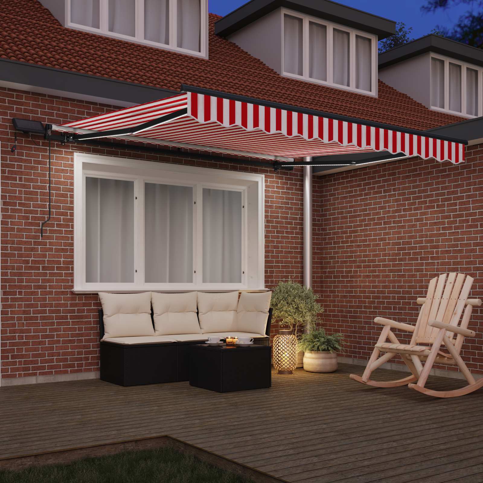 Povlačivi tende Crvena i bijela 300 x 250 cm Tkanina i Aluminij