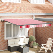 Skrovita tenda Crvena i bijela 300 x 250 cm Tkanina i Aluminij