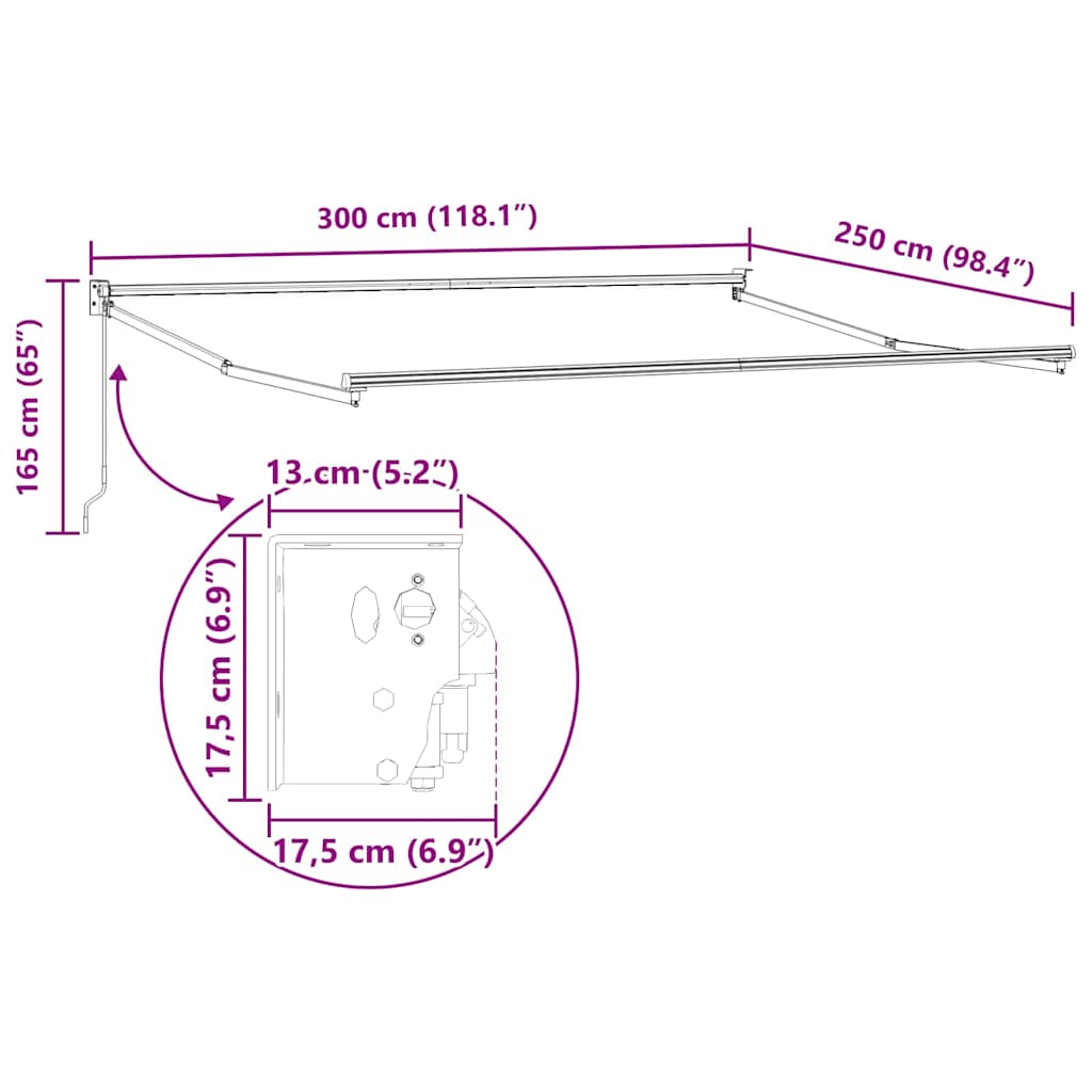 Povlačivi tende Crvena i bijela 300 x 250 cm