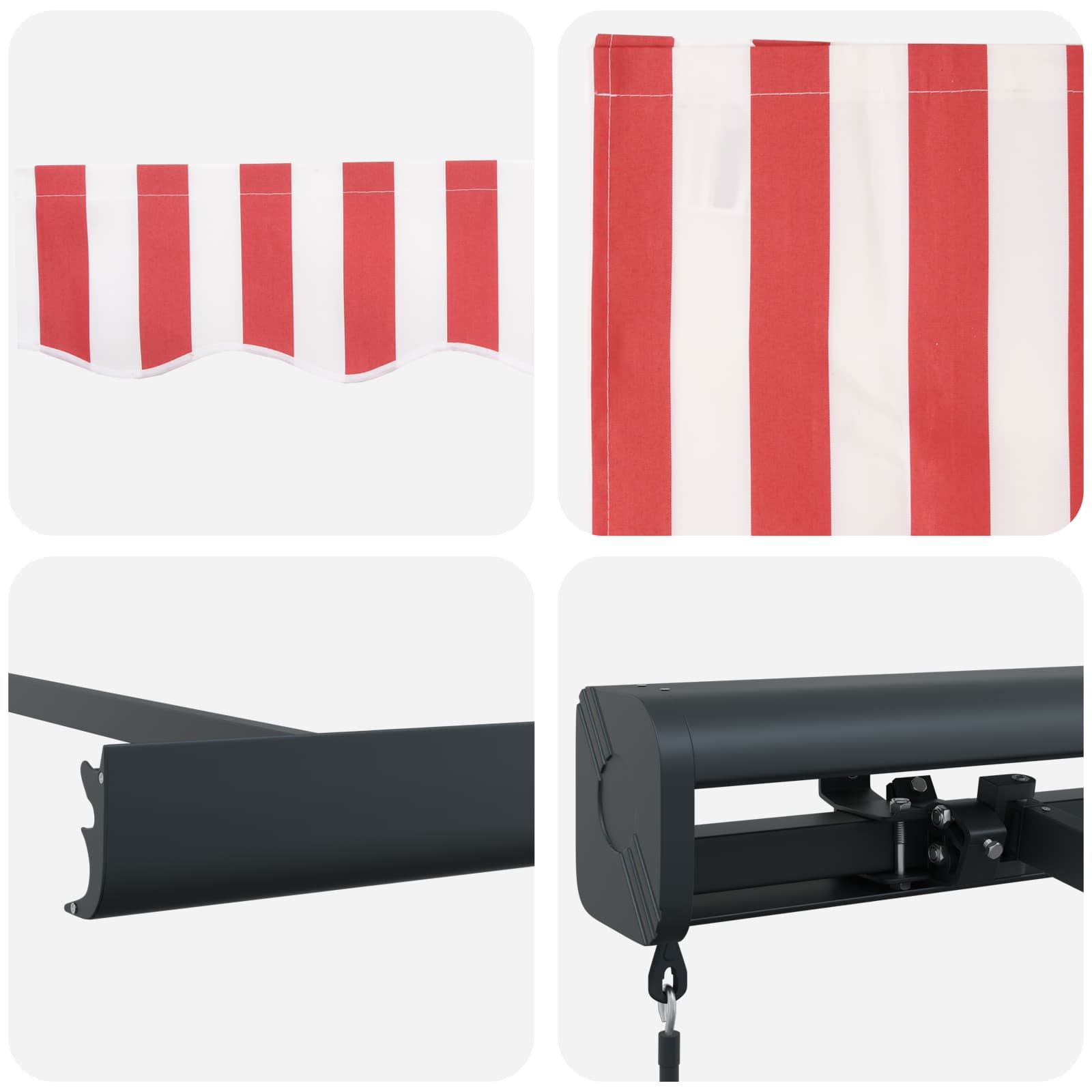 Povlačivi tende Crvena i bijela 300 x 250 cm Platno i Aluminij