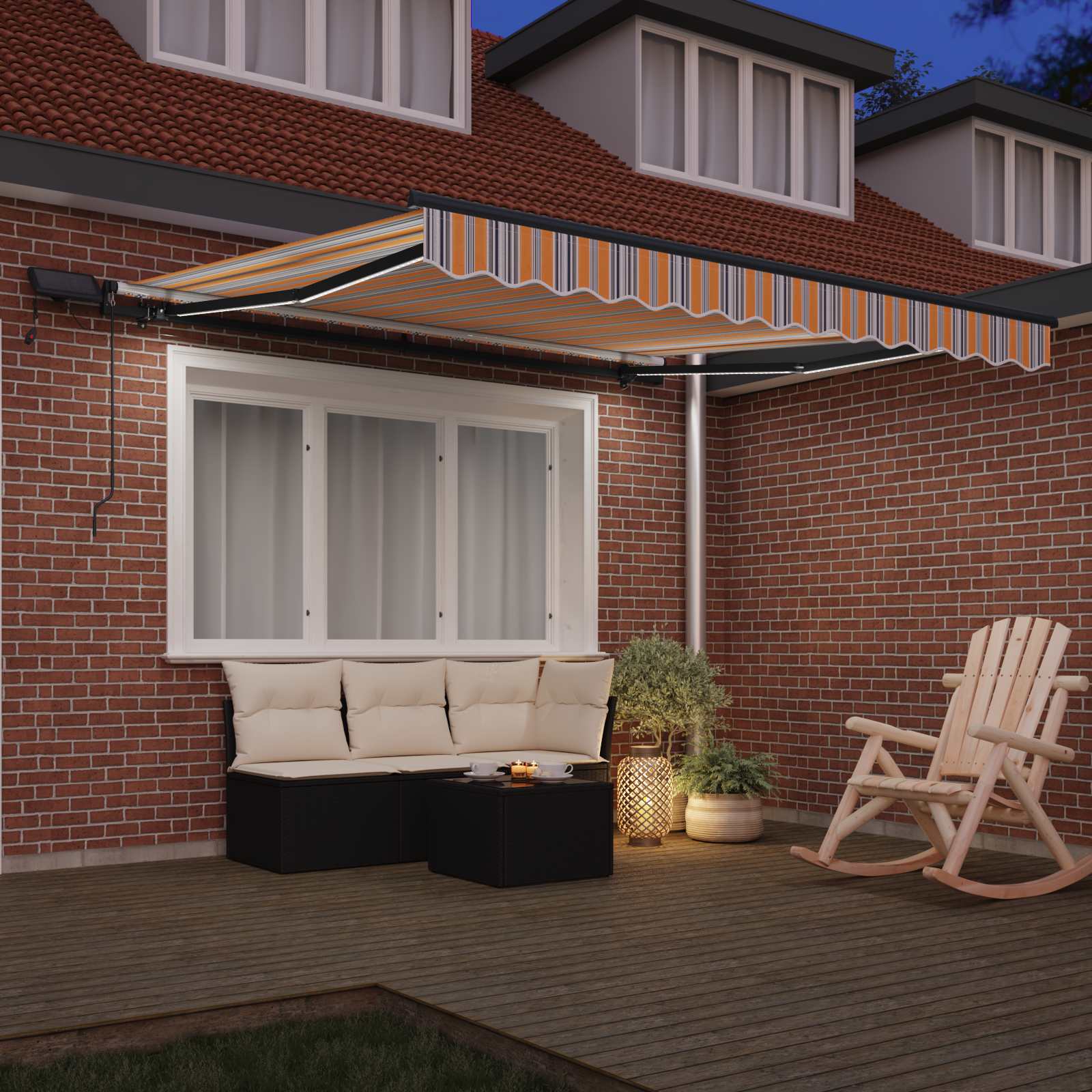 Skrovita tenda S LED lampica Šareni 300 x 250 cm tkanina
