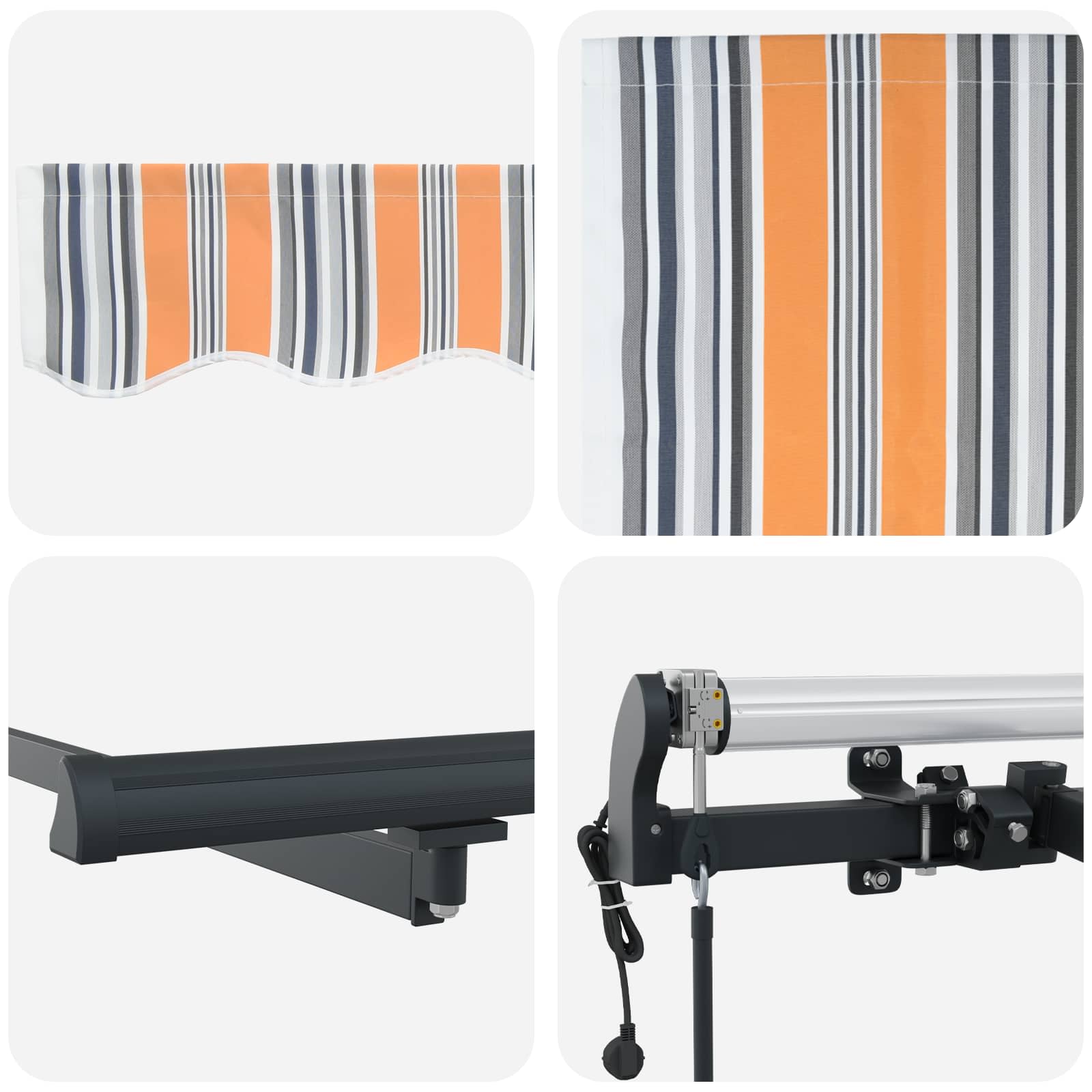 Skrovita tenda Šareni 300 x 250 cm Tkanina i Aluminij
