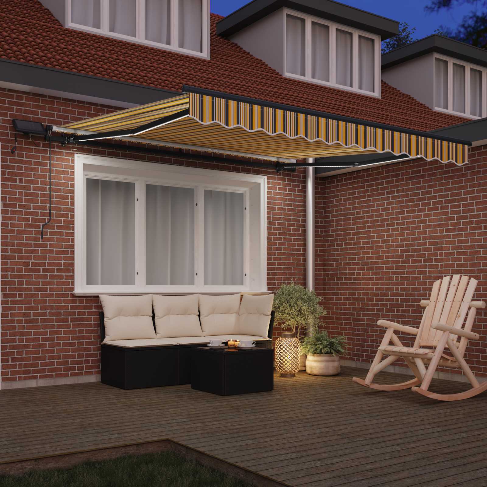 Skrovita tenda S LED lampica Šareni 300 x 250 cm tkanina