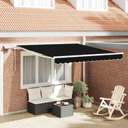 Skrovita tenda S LED lampica Crna 300 x 250 cm Tkanina i čelik