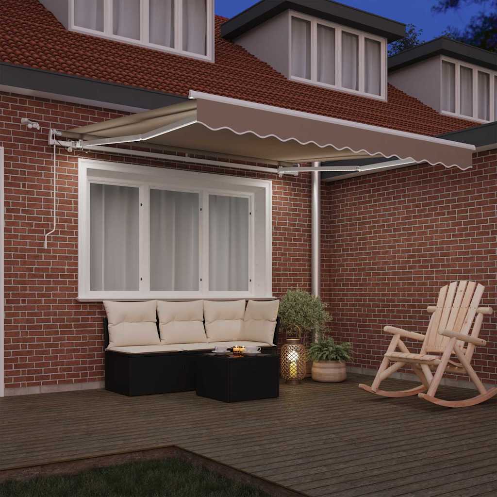 Skrovita tenda S LED lampica Bež 300 x 250 cm Poliester i metal