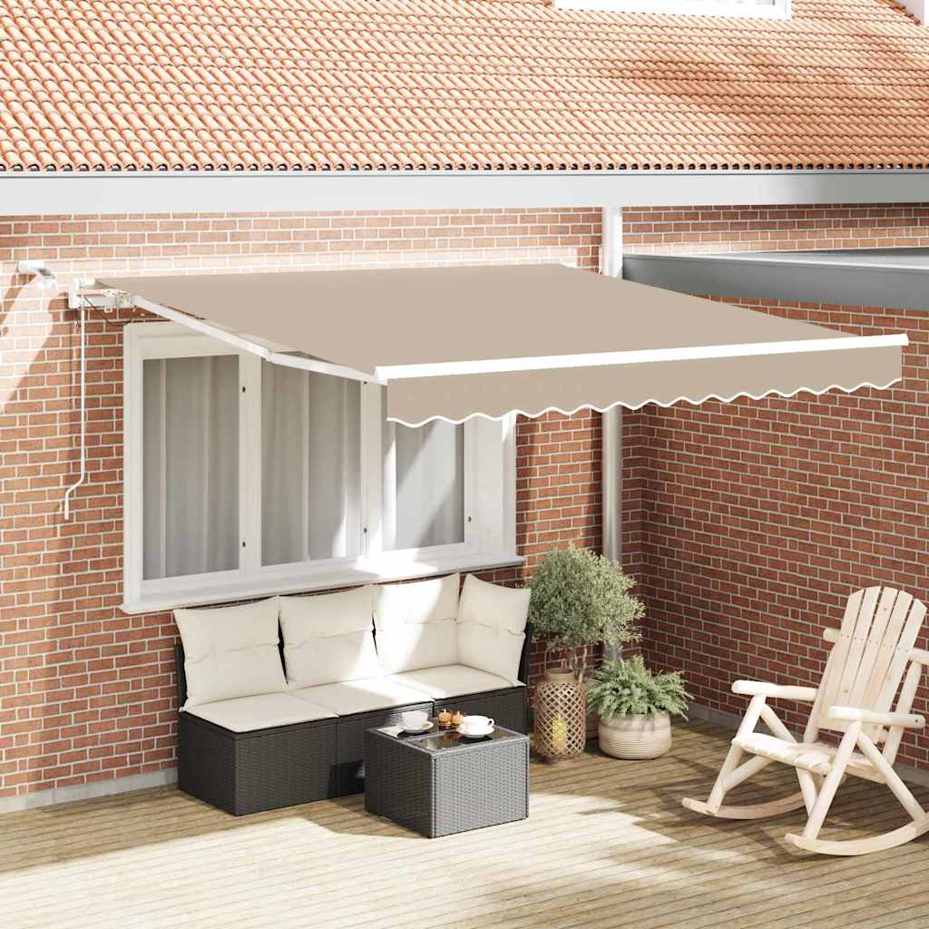 Skrovita tenda S LED lampica Bež 300 x 250 cm Poliester i metal