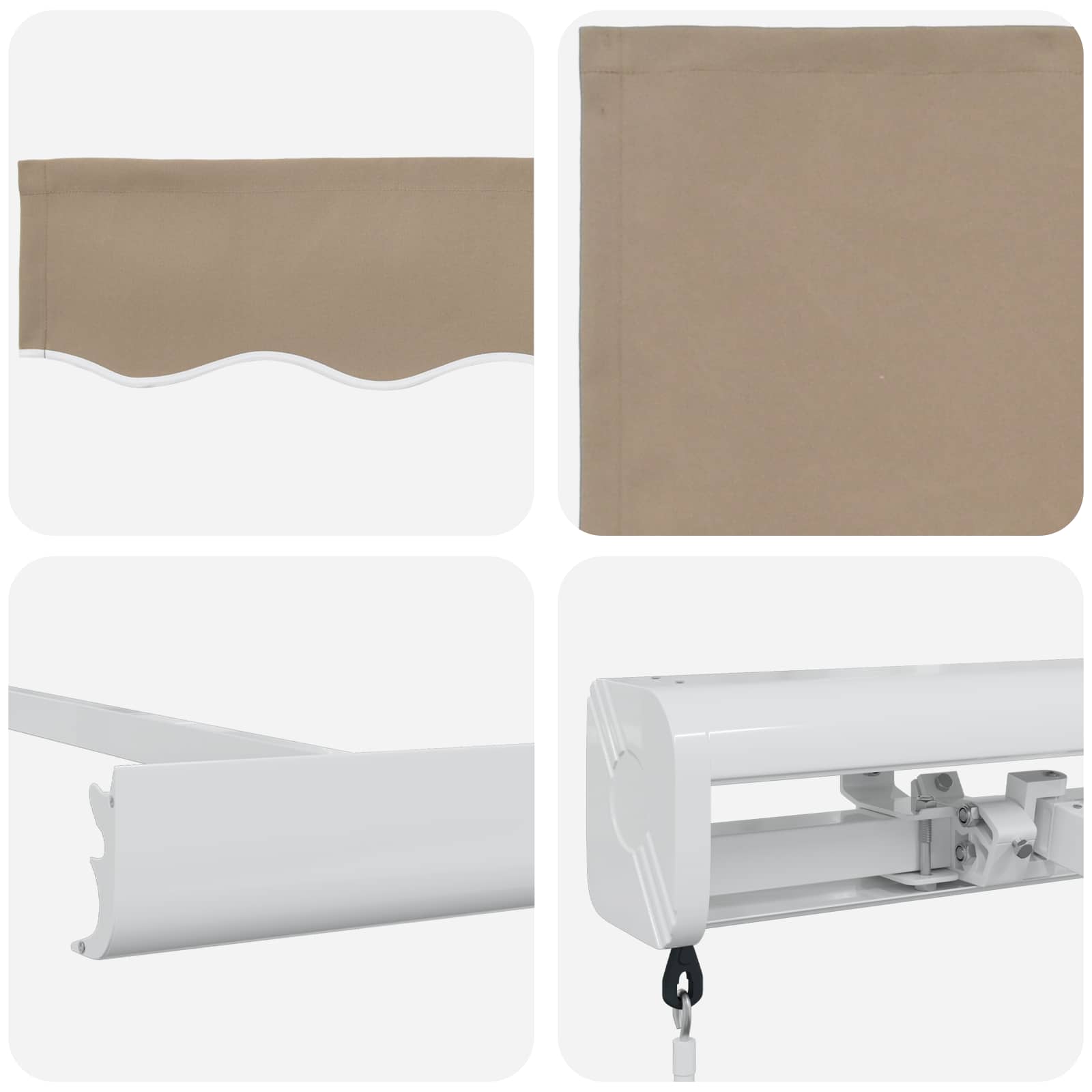 Skrovita tenda Bež 300 x 250 cm Tkanina i Metal