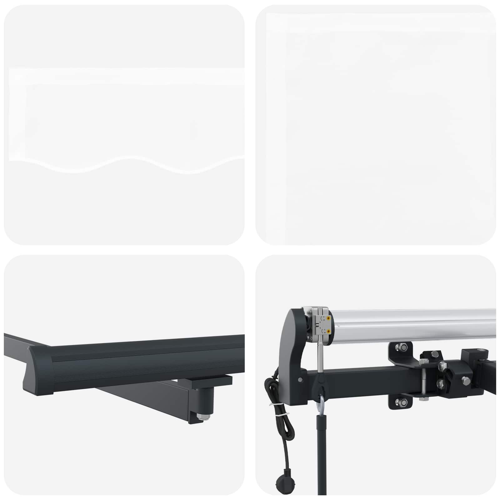 Skrovita tenda Bijelo 300 x 250 cm Tkanina i Aluminij