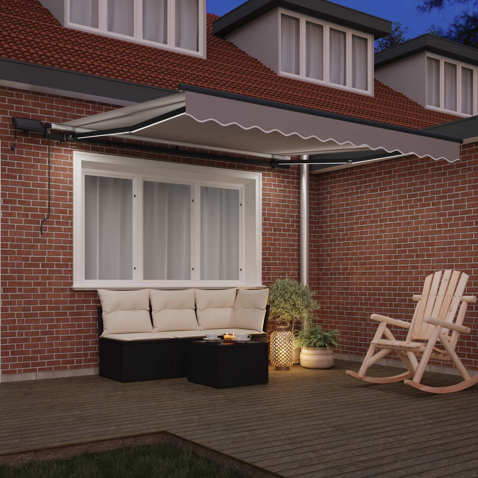 Skrovita tenda S LED lampica Svjetlosiva 300 x 250 cm tkanina