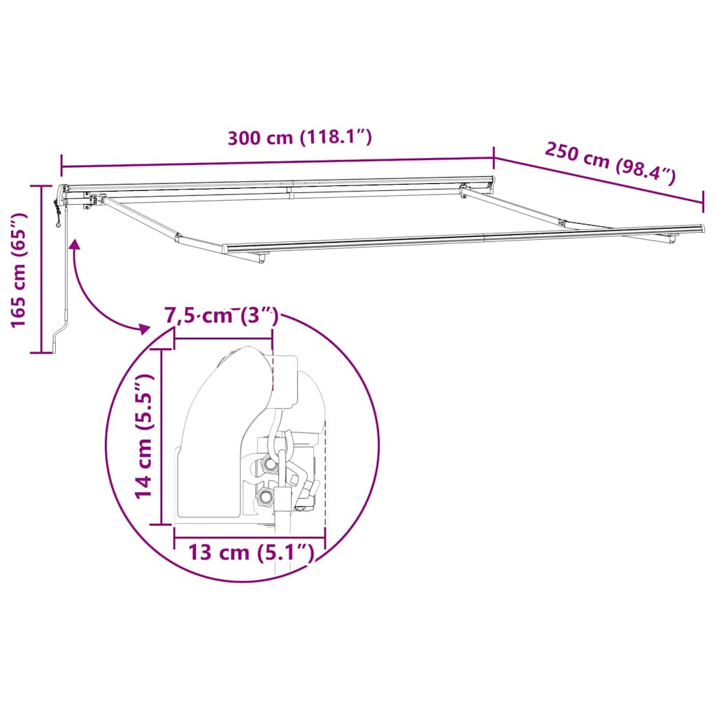 Električna retraktabilna tenda Crvena 300 x 250 cm