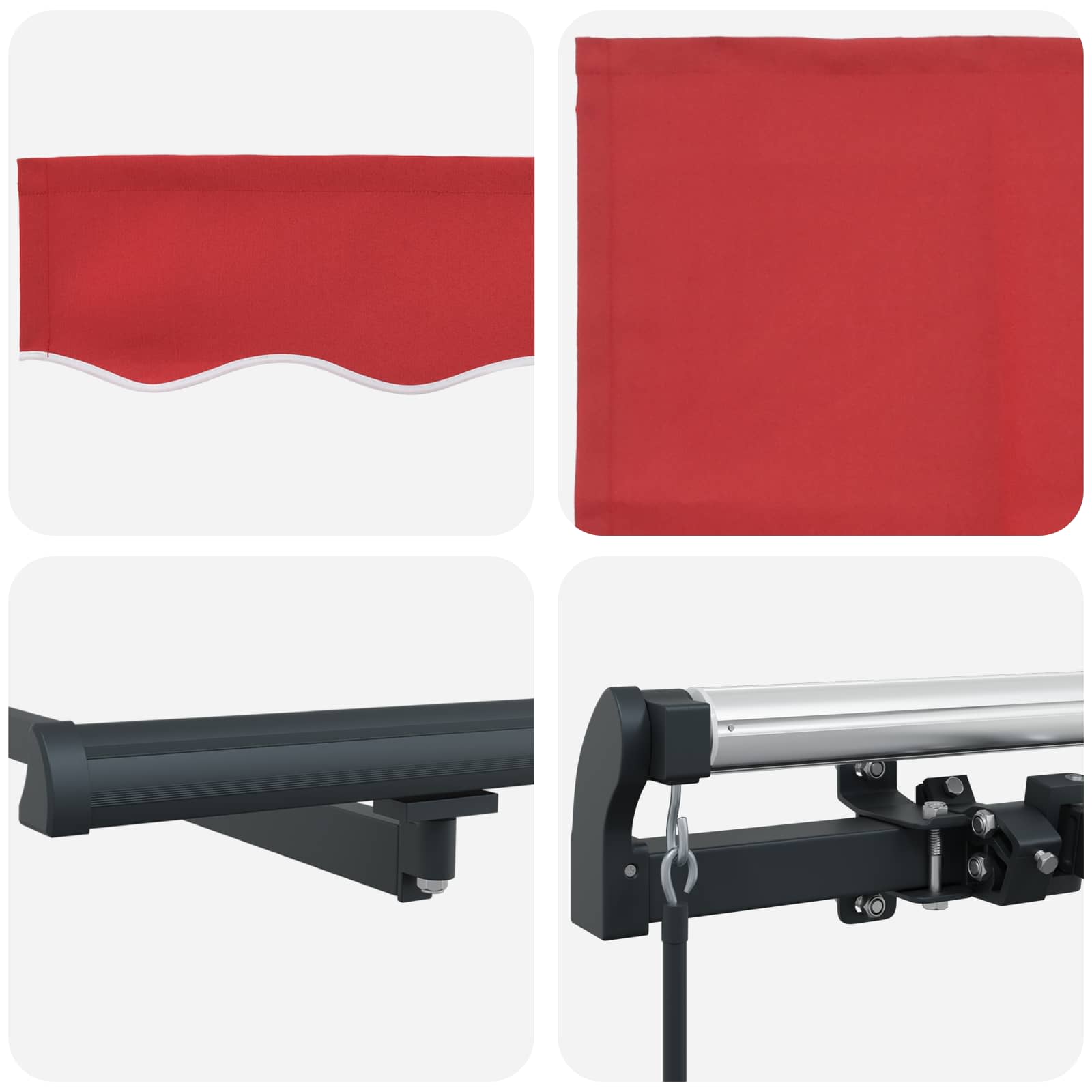 Skrovita tenda Crvena 300 x 250 cm Poliester i čelik