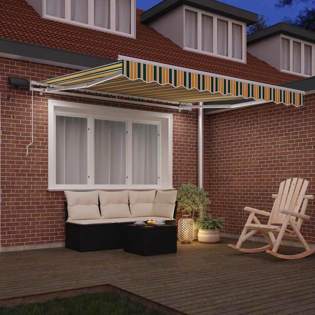 Skrovita tenda Zelena i žuta 300 x 250 cm Tkanina i čelik