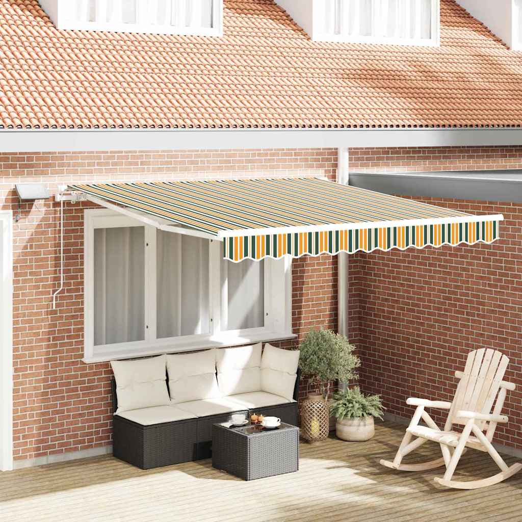 Skrovita tenda Zelena i žuta 300 x 250 cm Tkanina i čelik